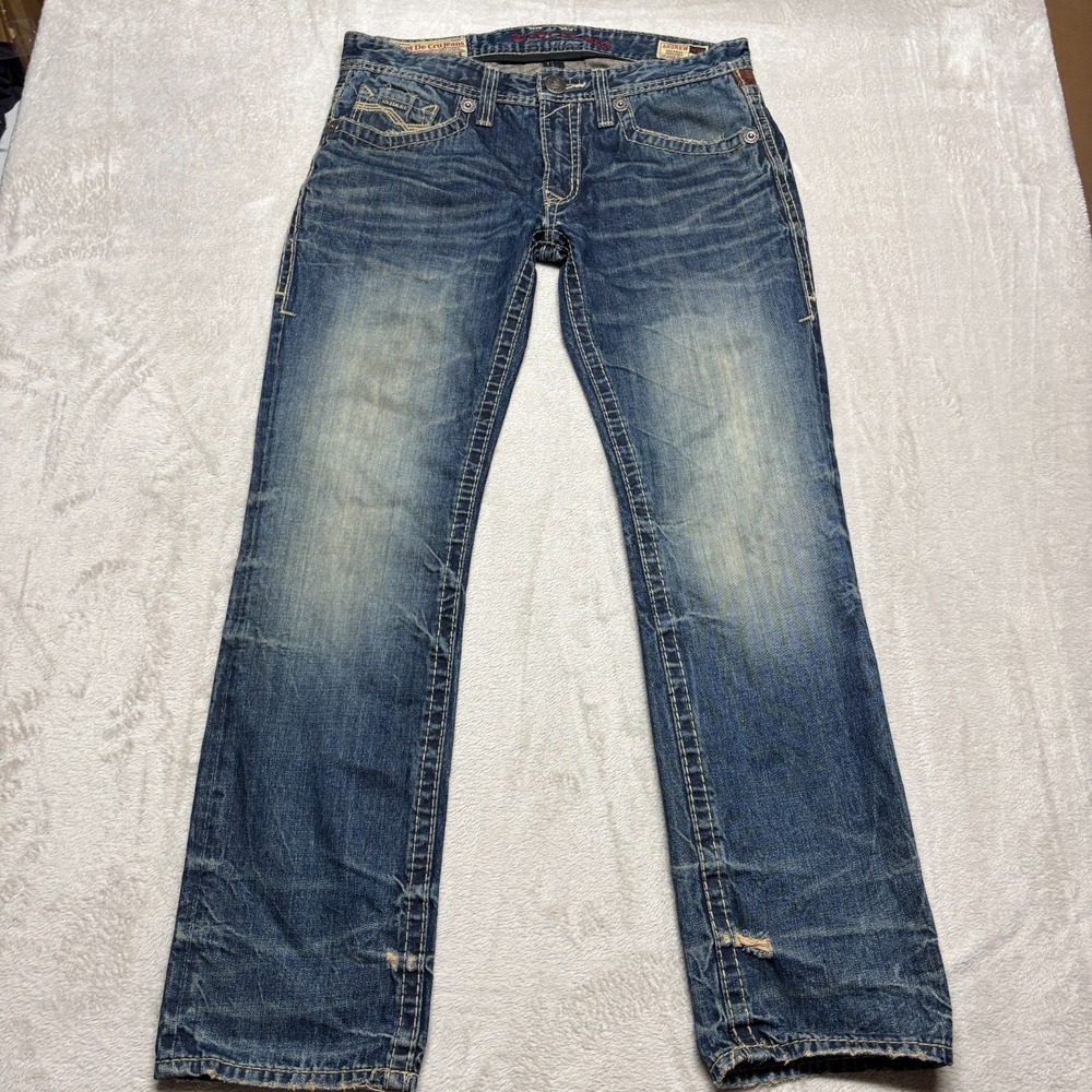 Rivet De Cru Andrew Relaxed Straight Jeans Mens 39x34 Blue Denim Distressed Y2K
